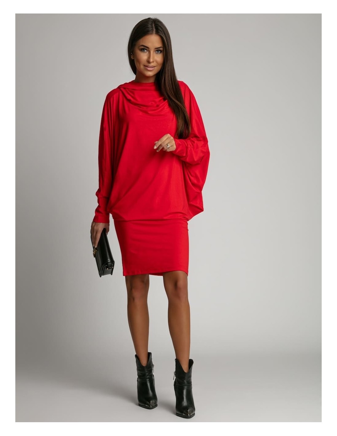 Multifunctional dress/tunic/hoodie 3 in 1 red FG620